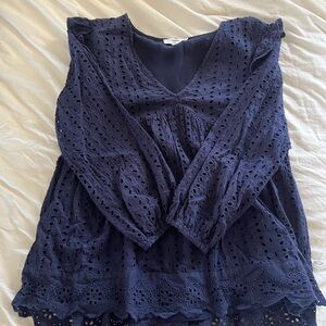 Entro Navy Eyelet Blouse